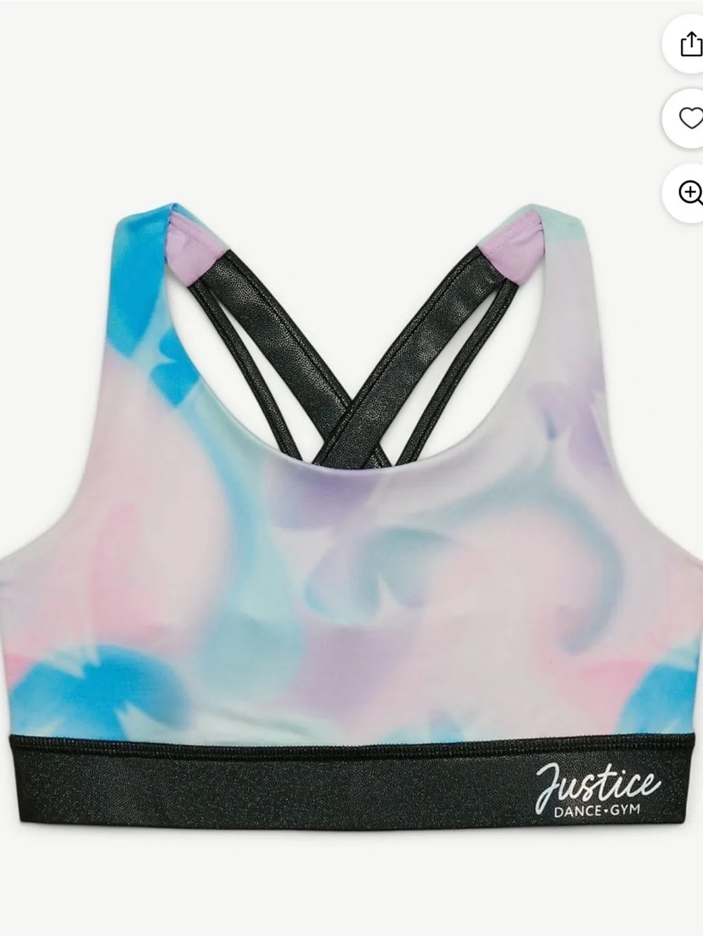 NWT Justice Girls Pastel Tie Dye Sports Bra Dance Gymnastics Crop Top